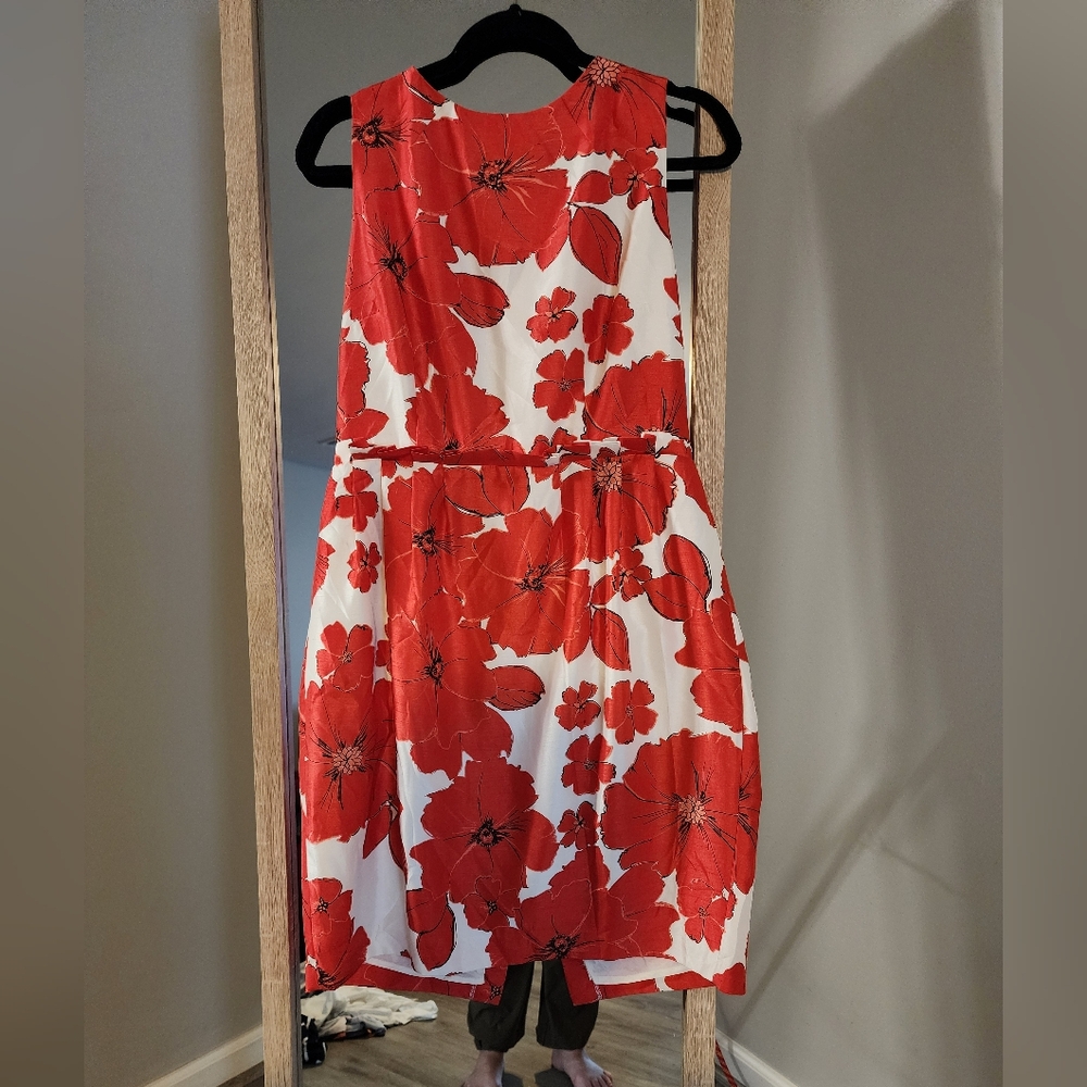 Floral Red and White Dress